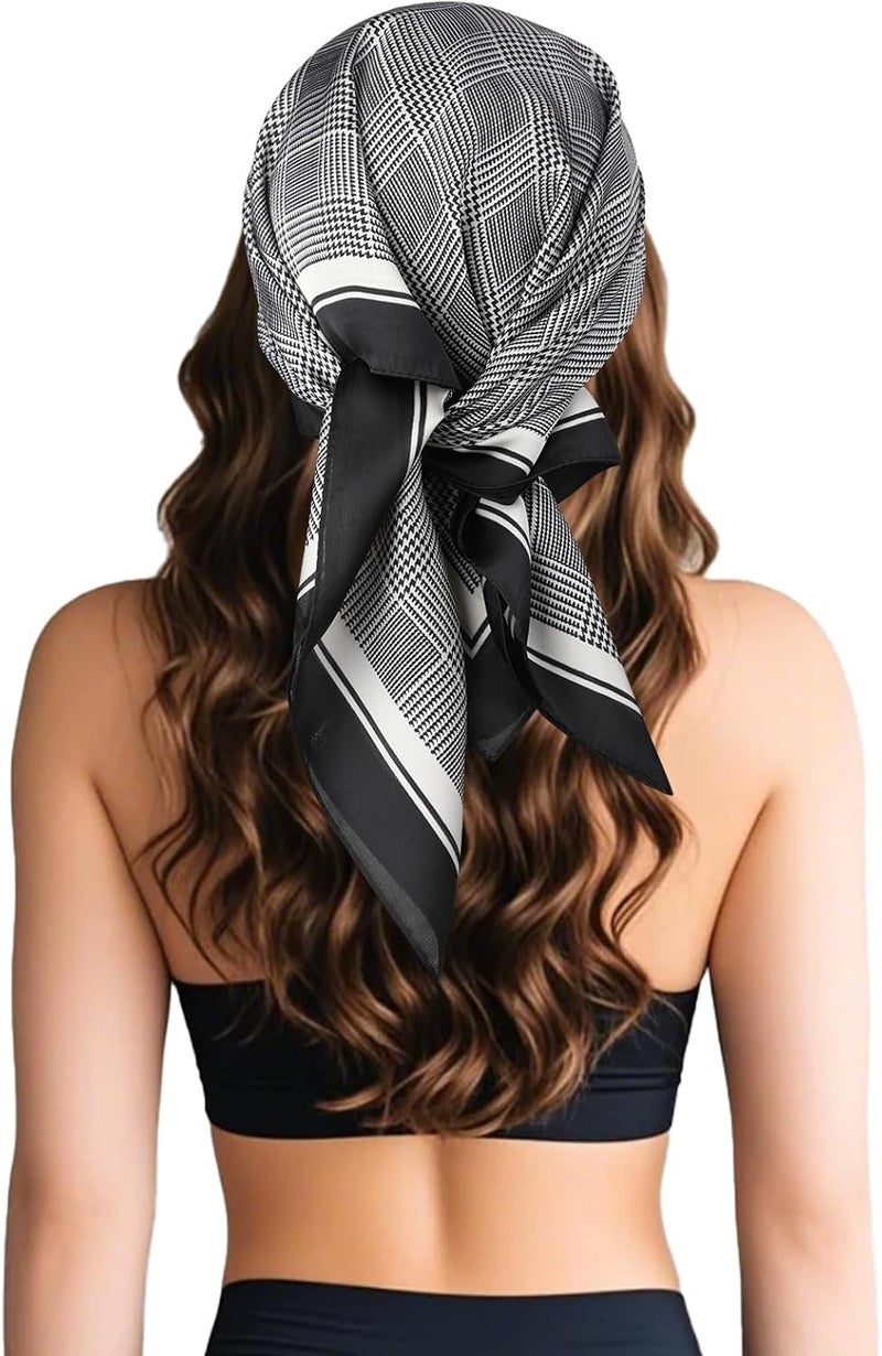 Sumolux Head Hair Scarf for Women Like Satin Silk Scarf Bandana Hair Wrapping Night Large Square Scarves 27.5" - Image 4